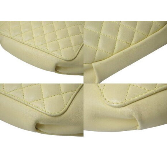 CHANEL waist bag Coco mark quilted lambskin yellow